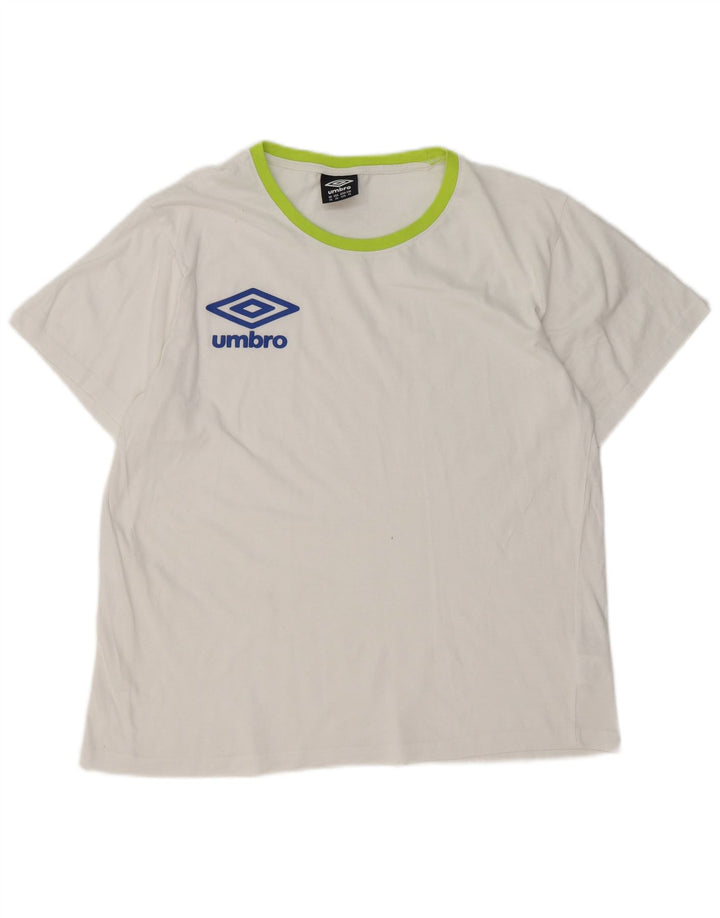 Camiseta feminina Umbro com estampa gráfica UK 18 XL algodão branco
