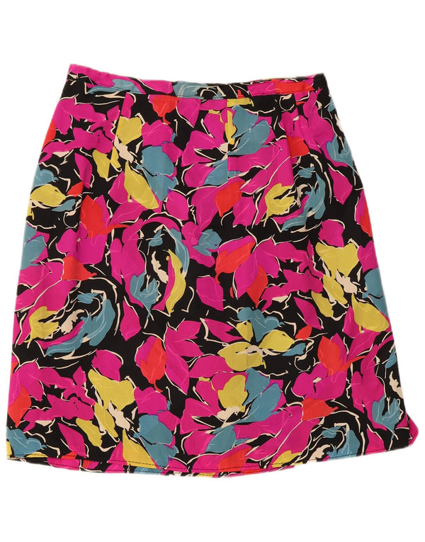 Saia feminina vintage linha A W30 médio rosa floral