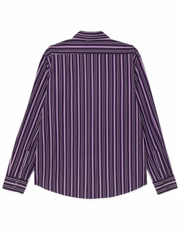 Camisa masculina Hugo Boss grande algodão listrado roxo