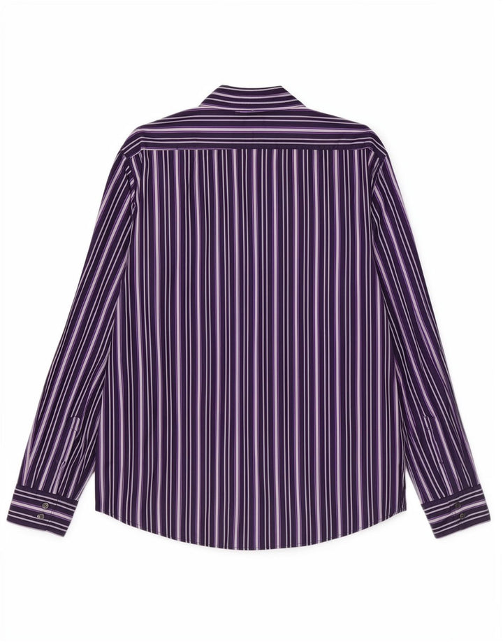 Camisa masculina Hugo Boss grande algodão listrado roxo
