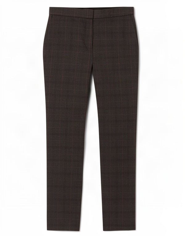 Zara Calça Chino Feminina Slim Fit Médio W28 L27 Cinza Xadrez