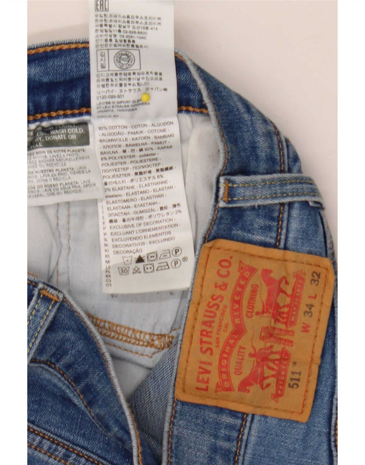 Calça Jeans Levis 511 Slim Masculina W34 L32 Azul Algodão