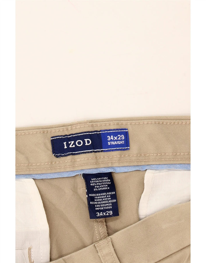 IZOD Mens Straight Chino Trousers W34 L29 Beige Cotton Vintage Izod and Second-Hand Izod from Messina Hembry 