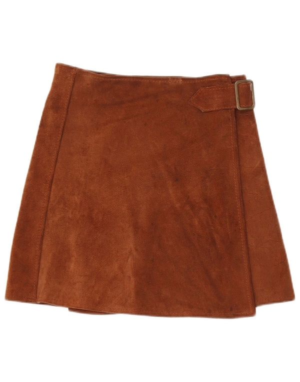 Saia feminina vintage de camurça W25 XS couro marrom