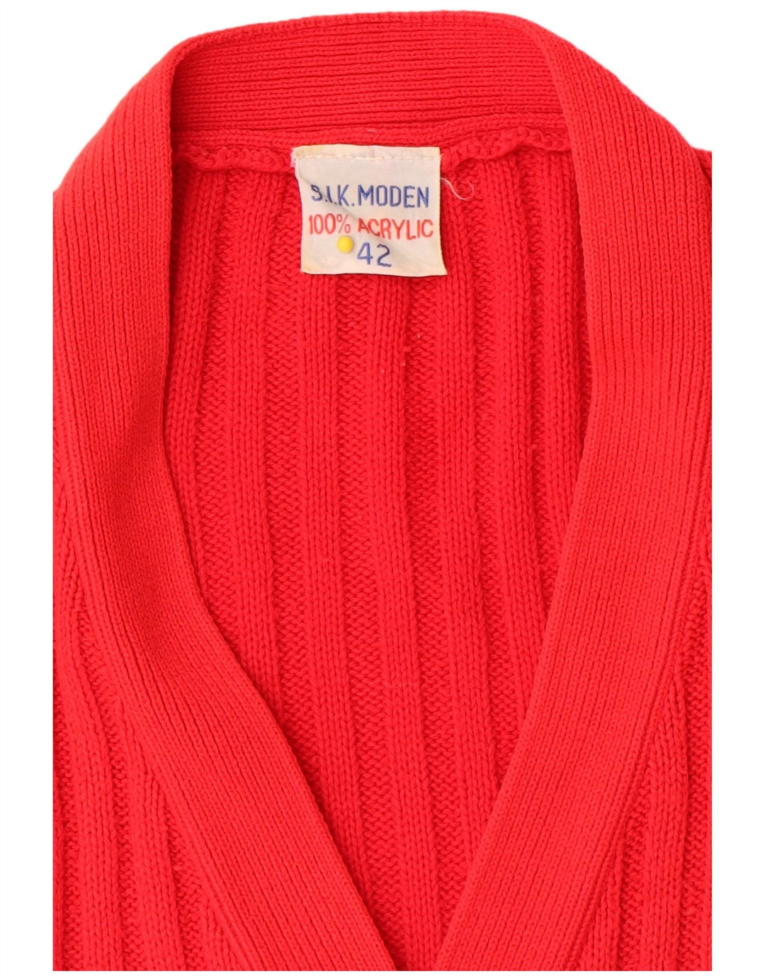 Suéter Cardigan Feminino Vintage IT 42 Acrílico Vermelho Médio