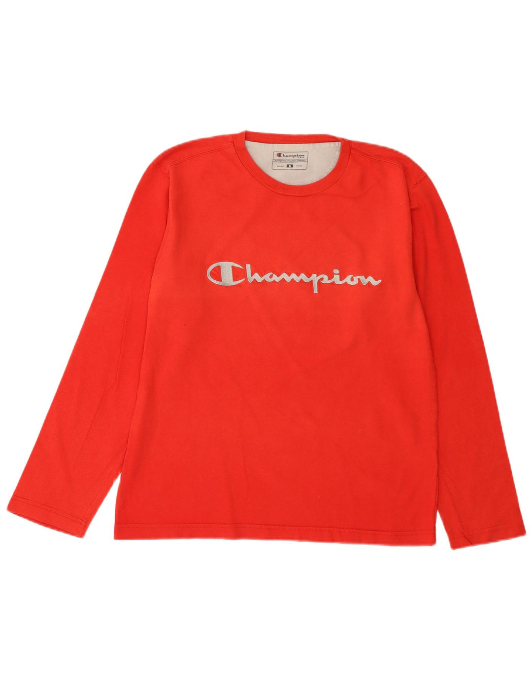 Champion masculino gráfico top manga comprida pequeno algodão vermelho