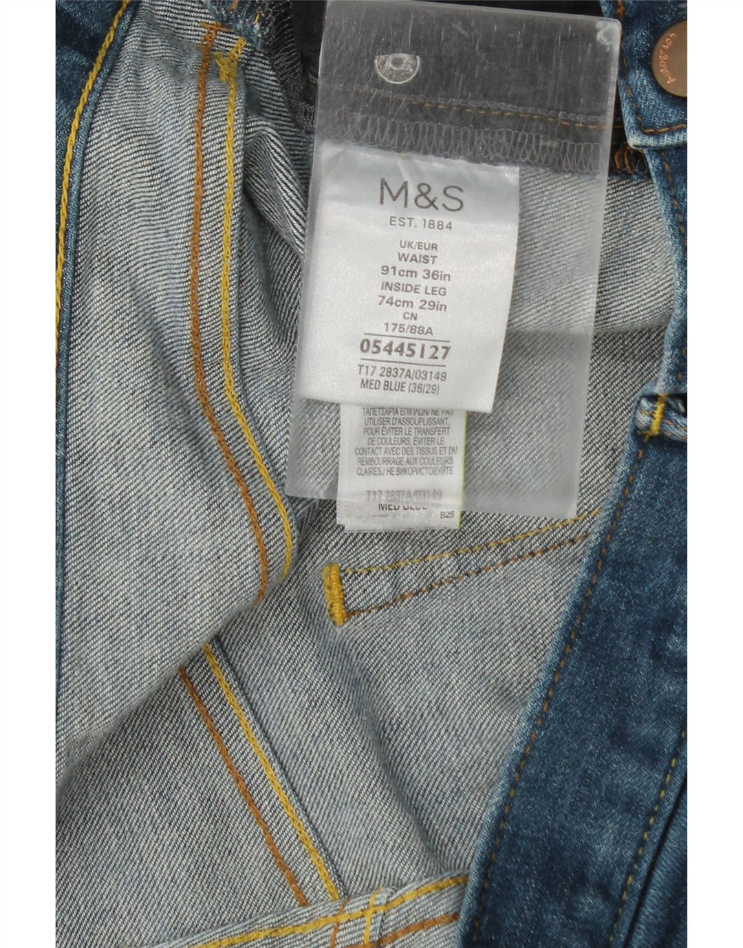 Marks & Spencer Masculino Autograph Straight Jeans W36 L27 Azul Algodão