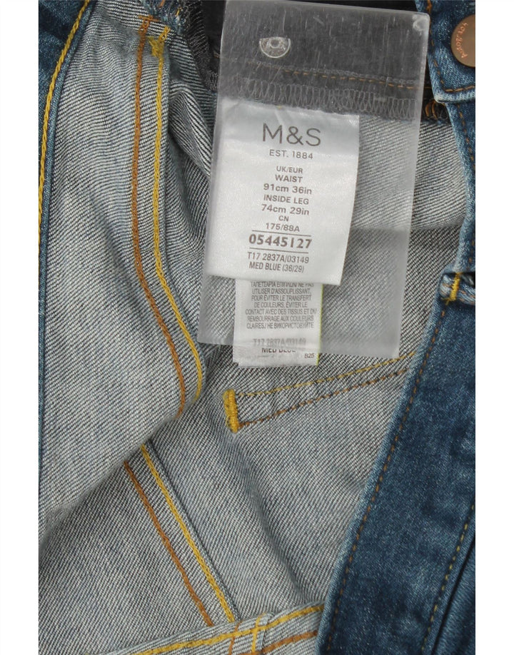 Marks & Spencer Masculino Autograph Straight Jeans W36 L27 Azul Algodão