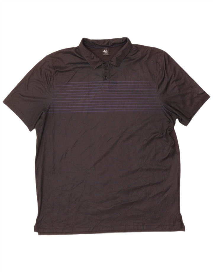 Camisa polo masculina Oakley 2XL poliéster listrado preto