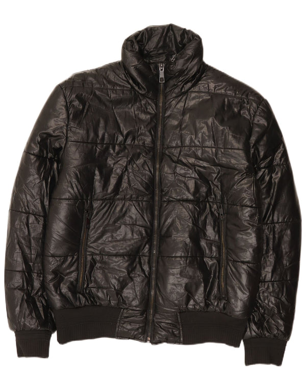 Jaqueta acolchoada masculina Zara UK 40 grande poliéster preto