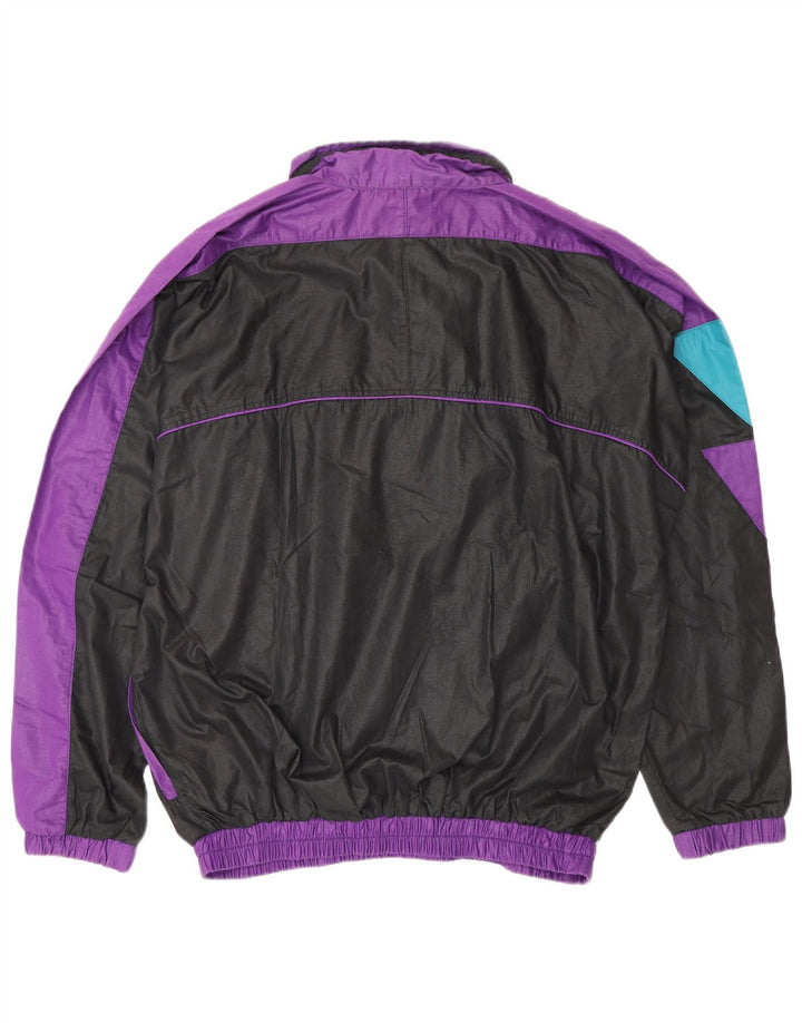 Fato de treino feminino vintage gráfico completo UK 20 2XL preto colorblock poliéster