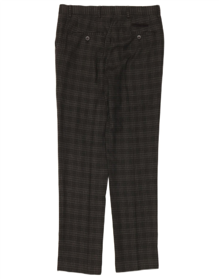 Calça masculina Slim Suit Penguin W30 L32 poliéster xadrez cinza