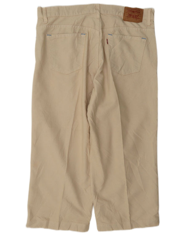 Calça Capri Feminina Levi's 577 Cintura Alta EUA 12 Grande W34 L22 Bege