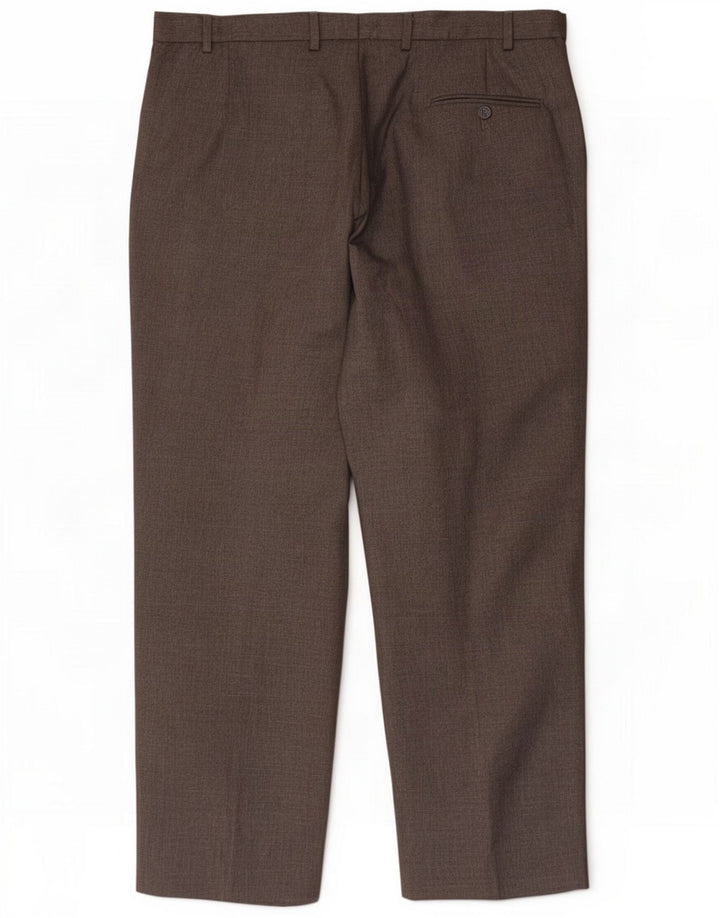 Calças masculinas de terno reto Marks & Spencer W38 L29 Poliéster cinza