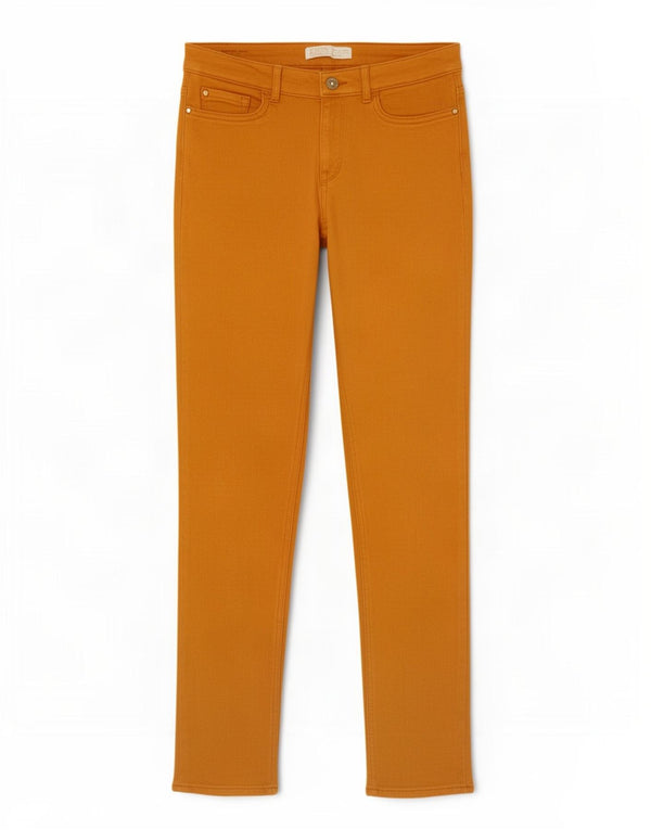 Calça feminina casual skinny Zara EU 36 XS W26 L30 algodão laranja