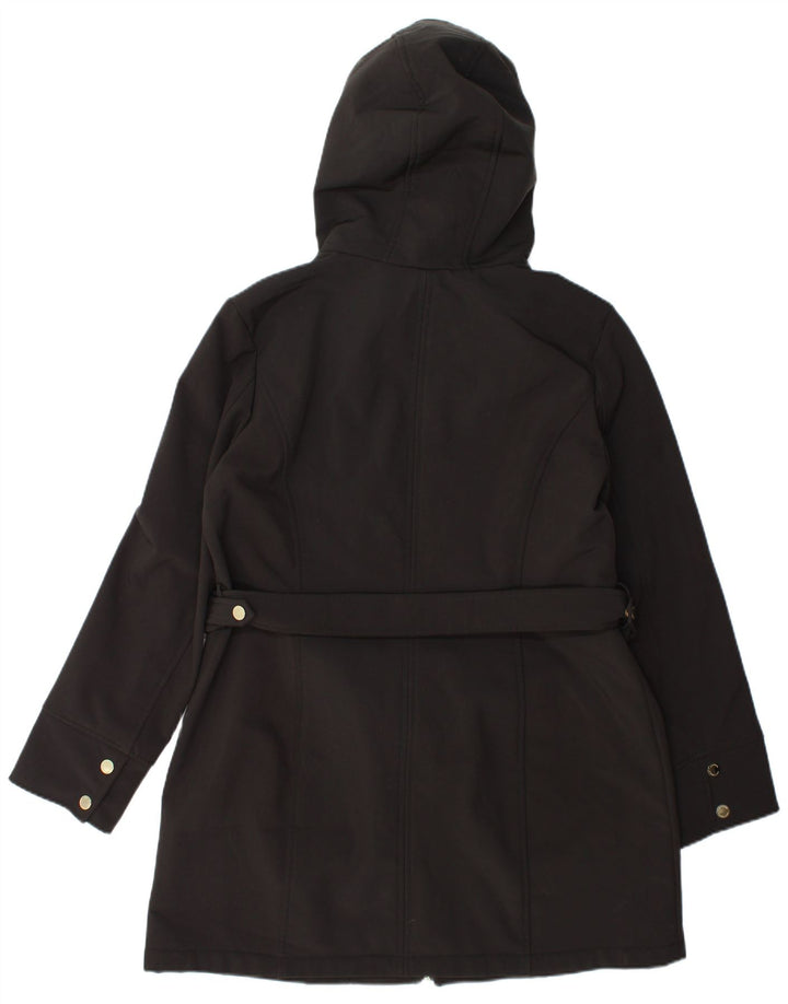 Jaqueta parka feminina com capuz Michael Kors Reino Unido 16 grande poliéster preto