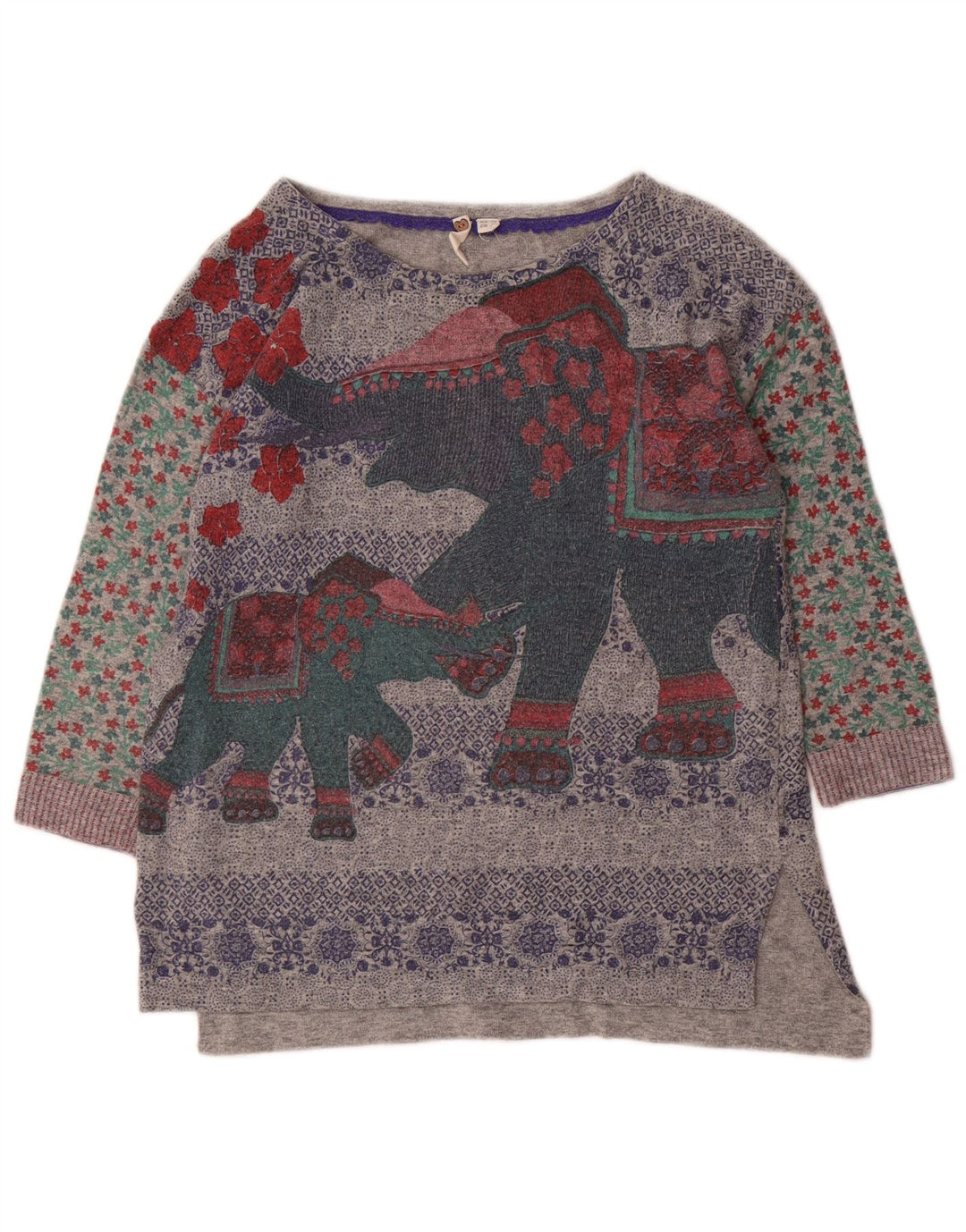 WHITE STUFF Suéter feminino com gola canoa e gola redonda Reino Unido 10 pequeno cinza