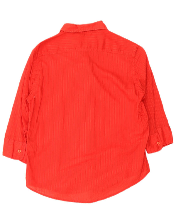 Camisa feminina Woolrich manga 3/4 Reino Unido 14 algodão vermelho médio