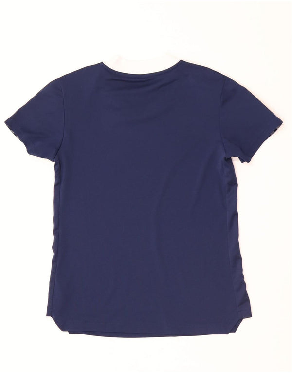 Adidas Womens Aeroready T-Shirt Top Reino Unido 8/10 Pequeno Azul Marinho Colourblock