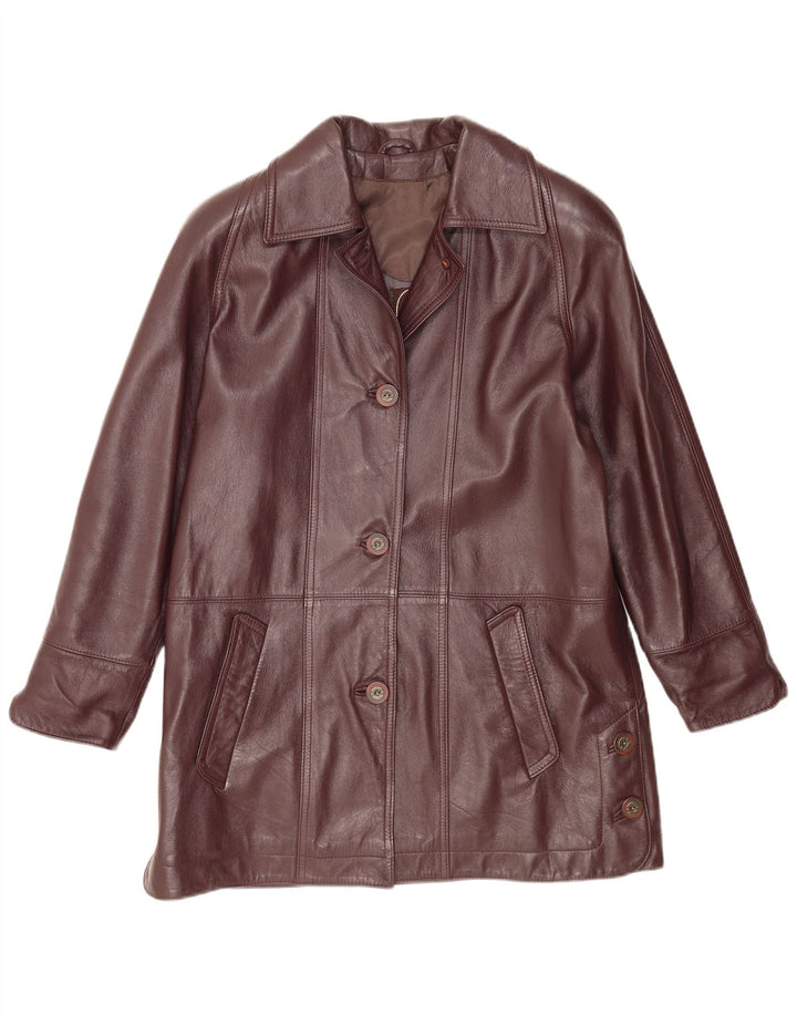 Casaco de couro feminino vintage IT 44 marrom médio