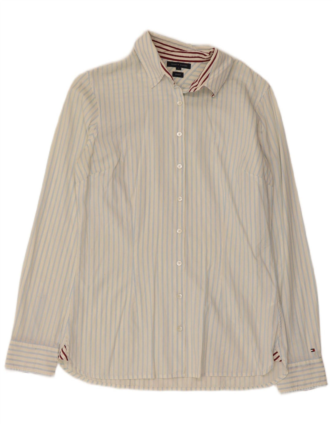 Camisa feminina Tommy Hilfiger EUA 6 algodão listrado branco médio