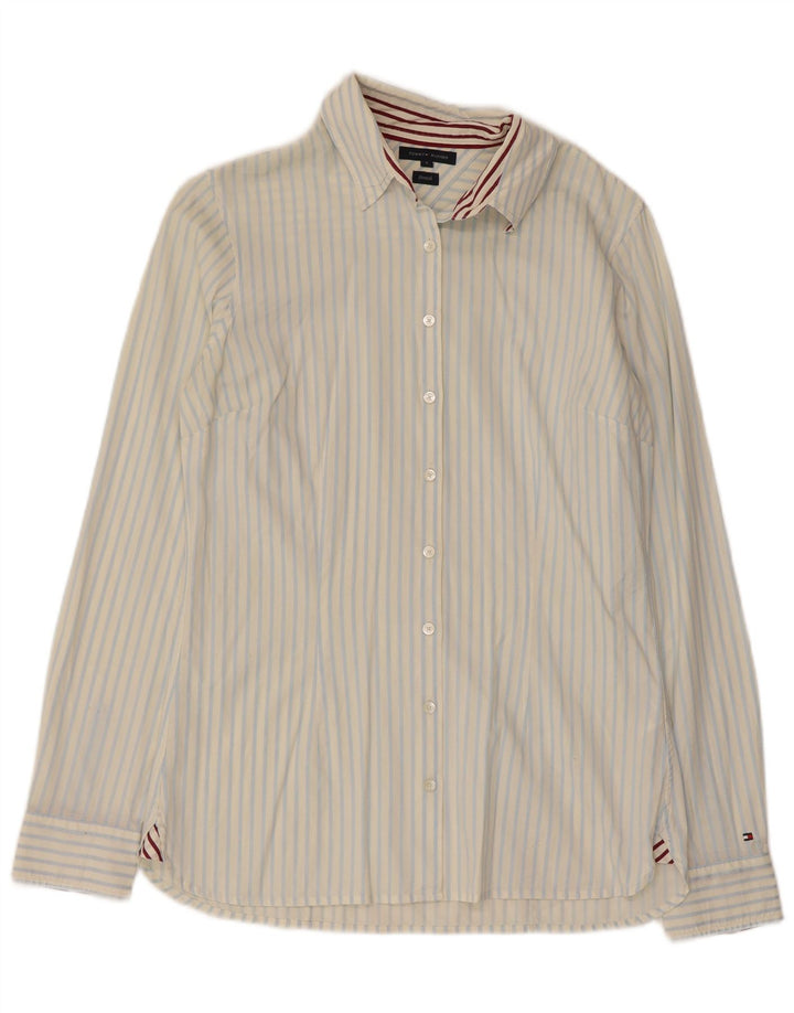 Camisa feminina Tommy Hilfiger EUA 6 algodão listrado branco médio