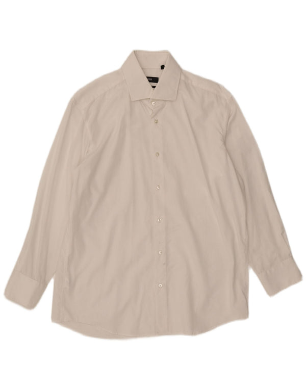 Camisa masculina Hugo Boss Regular Fit tamanho 16 1/2 42 grande algodão branco