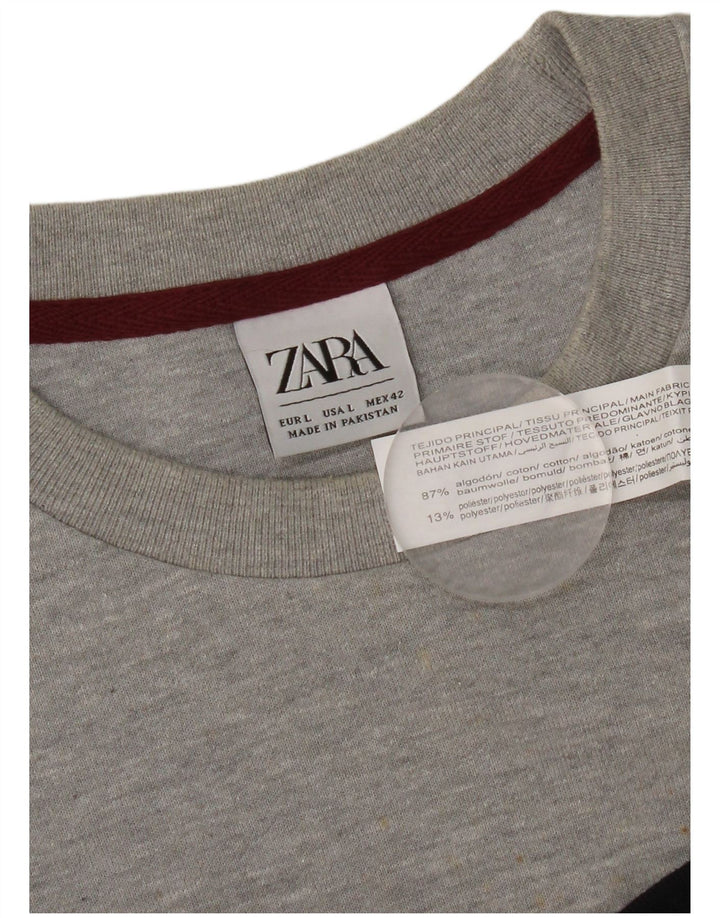 Zara moletom masculino jumper grande cinza colorblock algodão