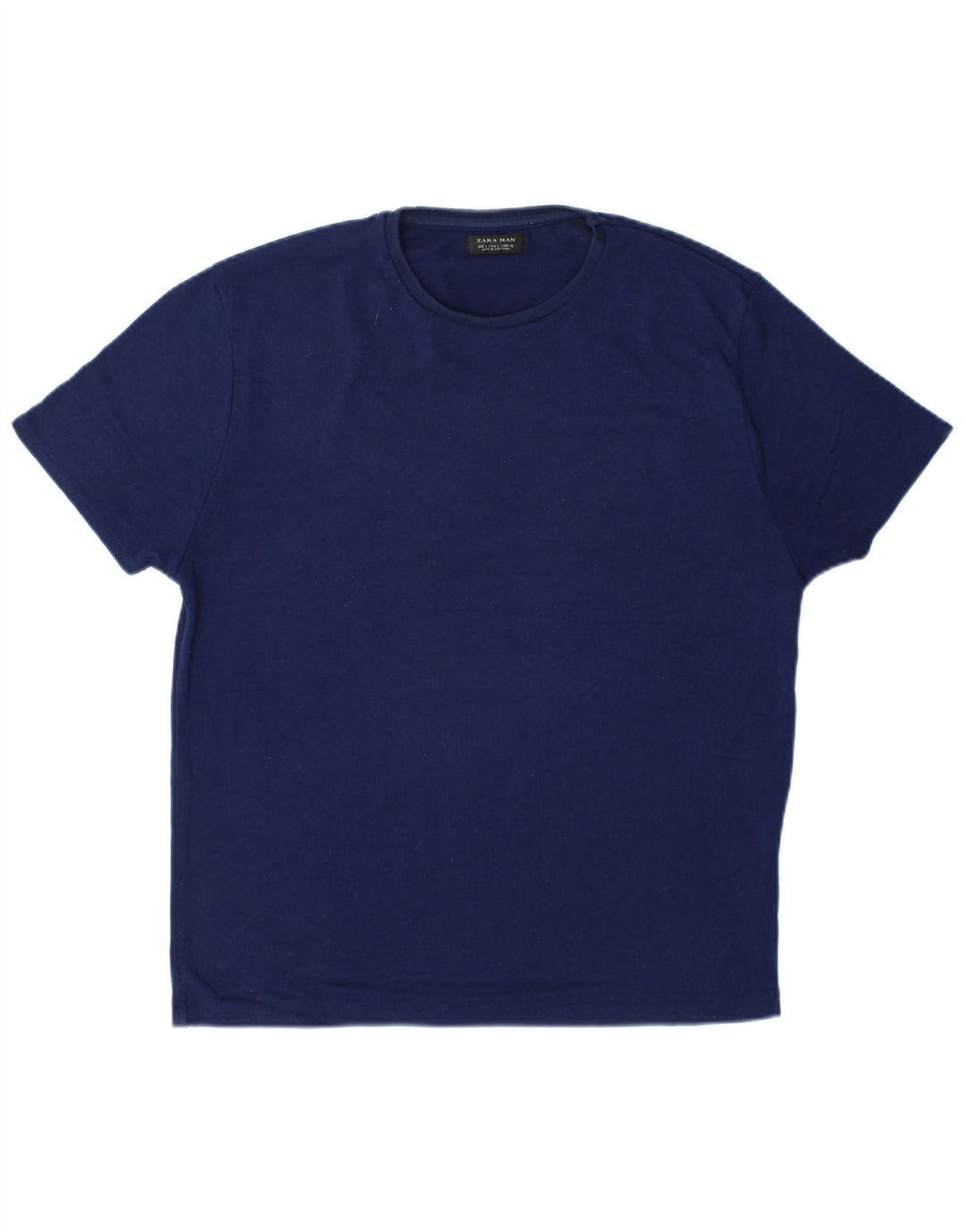 Zara Camiseta masculina grande poliéster azul marinho