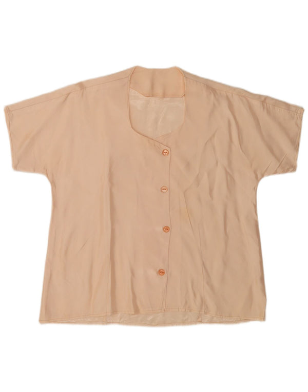 Blusa feminina vintage de manga curta UK 18 XL Bege