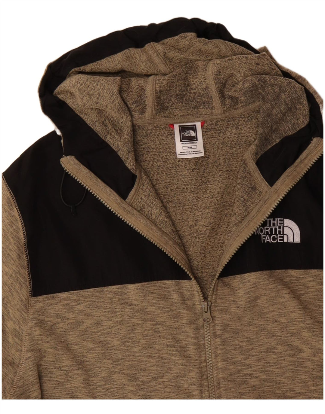 Suéter masculino com capuz e zíper THE NORTH FACE, algodão colorblock marrom médio