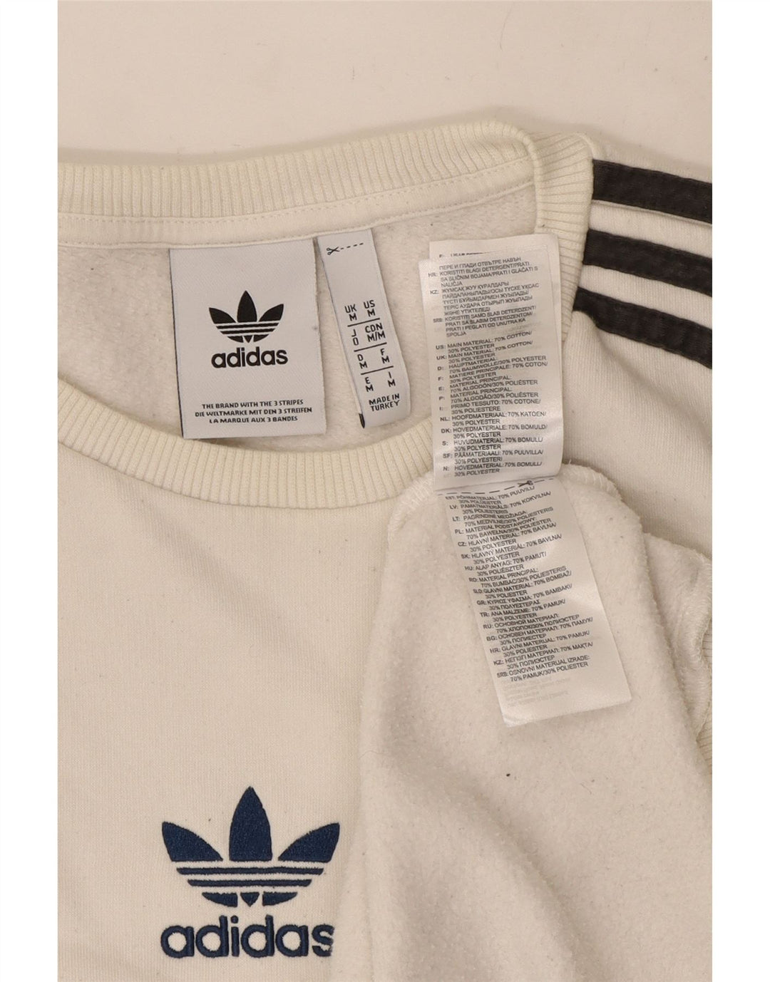 Adidas Mens Moletom Jumper Médio Algodão Branco