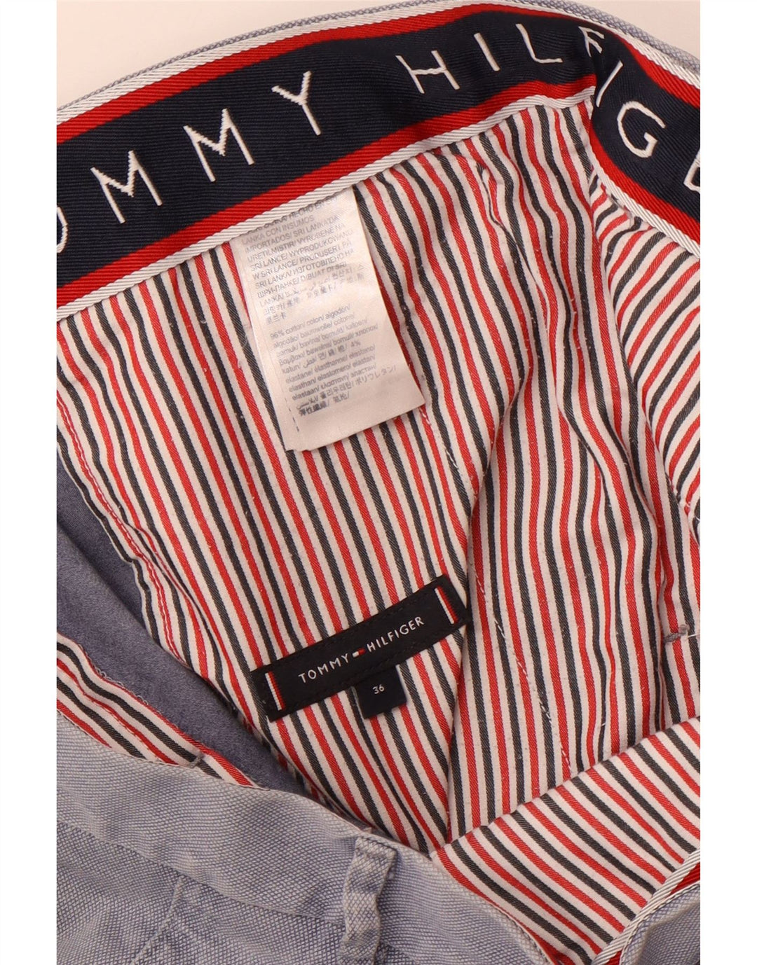 Shorts Chino masculino TOMMY HILFIGER W36 grande algodão azul