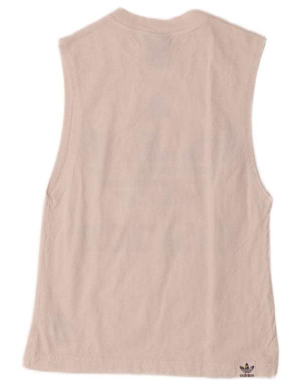 Adidas Womens Graphic Vest Top UK 10 Pequeno Algodão Branco