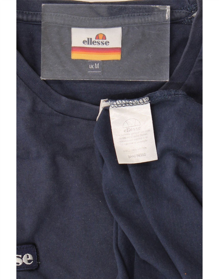 Camiseta masculina ELLESSE Top médio azul marinho algodão colorblock