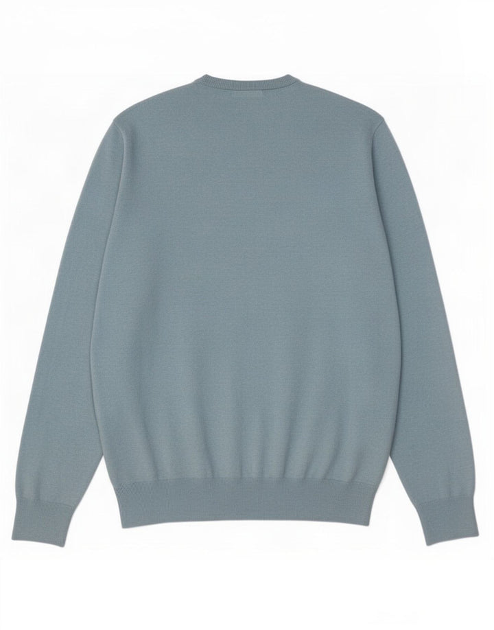Suéter masculino Marks & Spencer com decote em V de algodão azul médio