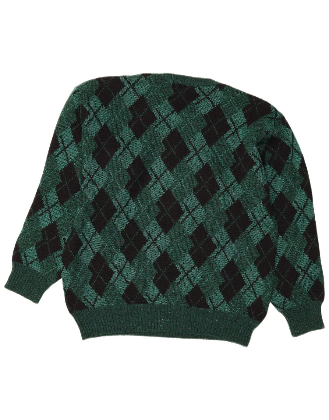 Suéter masculino vintage com gola redonda IT 48 Verde Médio Argyle/Diamante