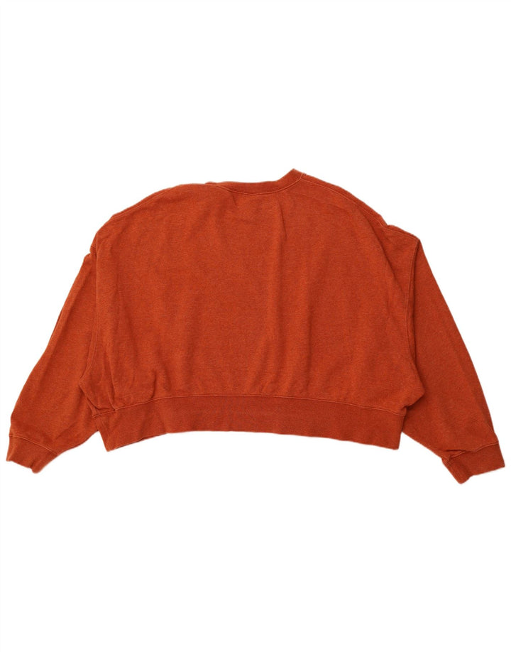NIKE Womens Crop Oversized Sweatshirt Jumper Reino Unido 16 Grande Laranja Algodão