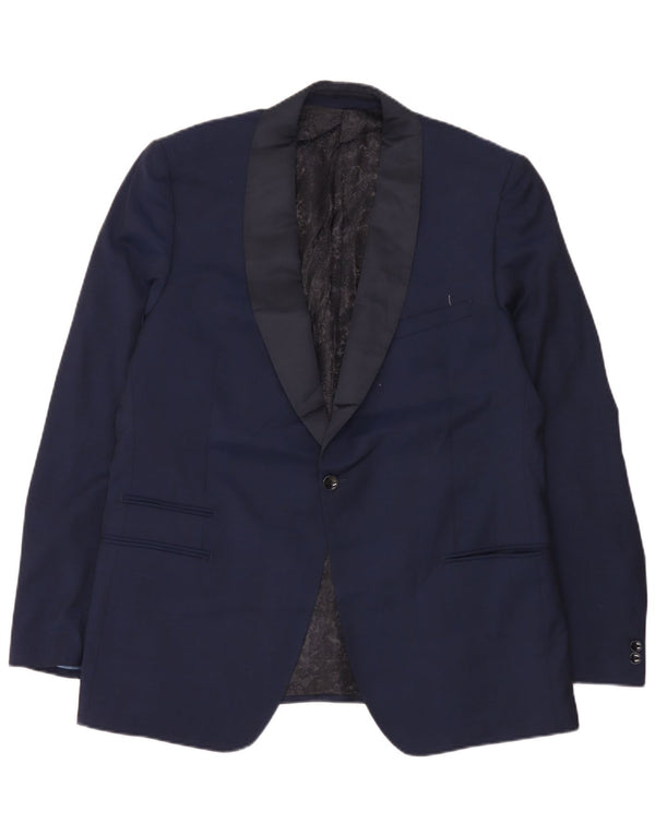 Jaqueta Blazer Masculina Long Slim Fit Marks & Spencer Reino Unido 44 XL Azul Marinho