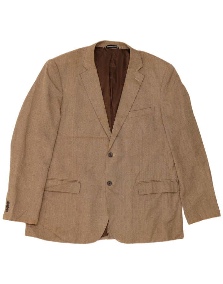Jaqueta blazer masculina Nautica com 2 botões UK 48 4XL poliéster espinha de peixe bege