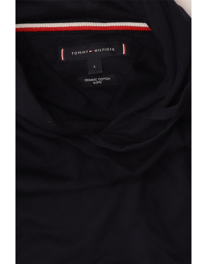TOMMY HILFIGER Mens Hoodie Jumper Large Navy Blue Cotton Vintage Tommy Hilfiger and Second-Hand Tommy Hilfiger from Messina Hembry 