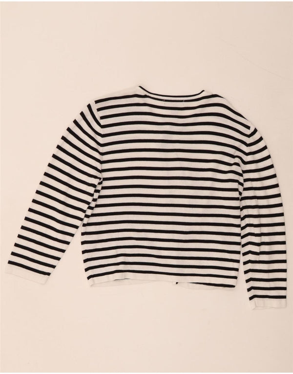 Suéter feminino Crop Cardigan da Chaps Reino Unido 18 XL algodão listrado preto