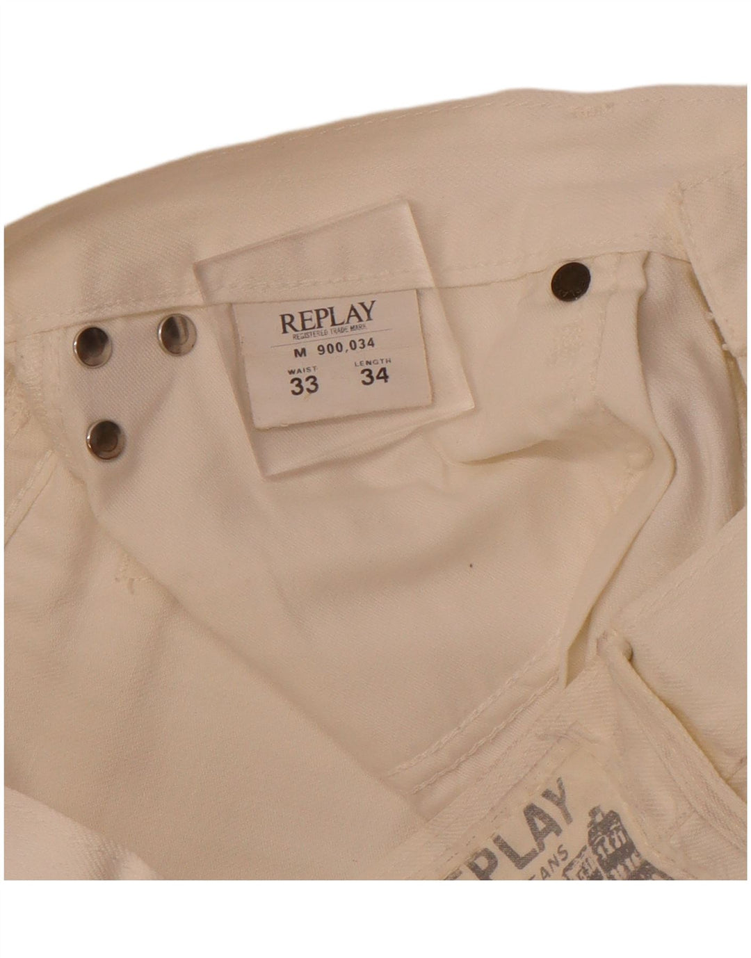 Jeans retos femininos REPLAY W33 L28 algodão branco