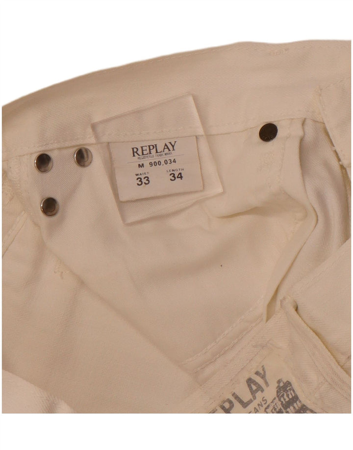 Jeans retos femininos REPLAY W33 L28 algodão branco