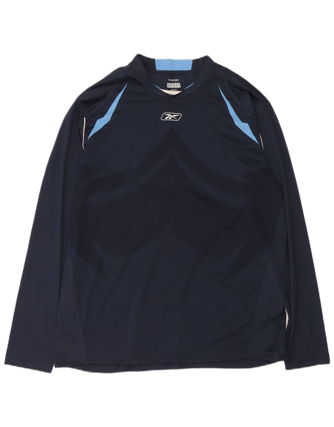 Reebok Mens Top Manga Longa XL Azul Marinho Colorblock Poliéster