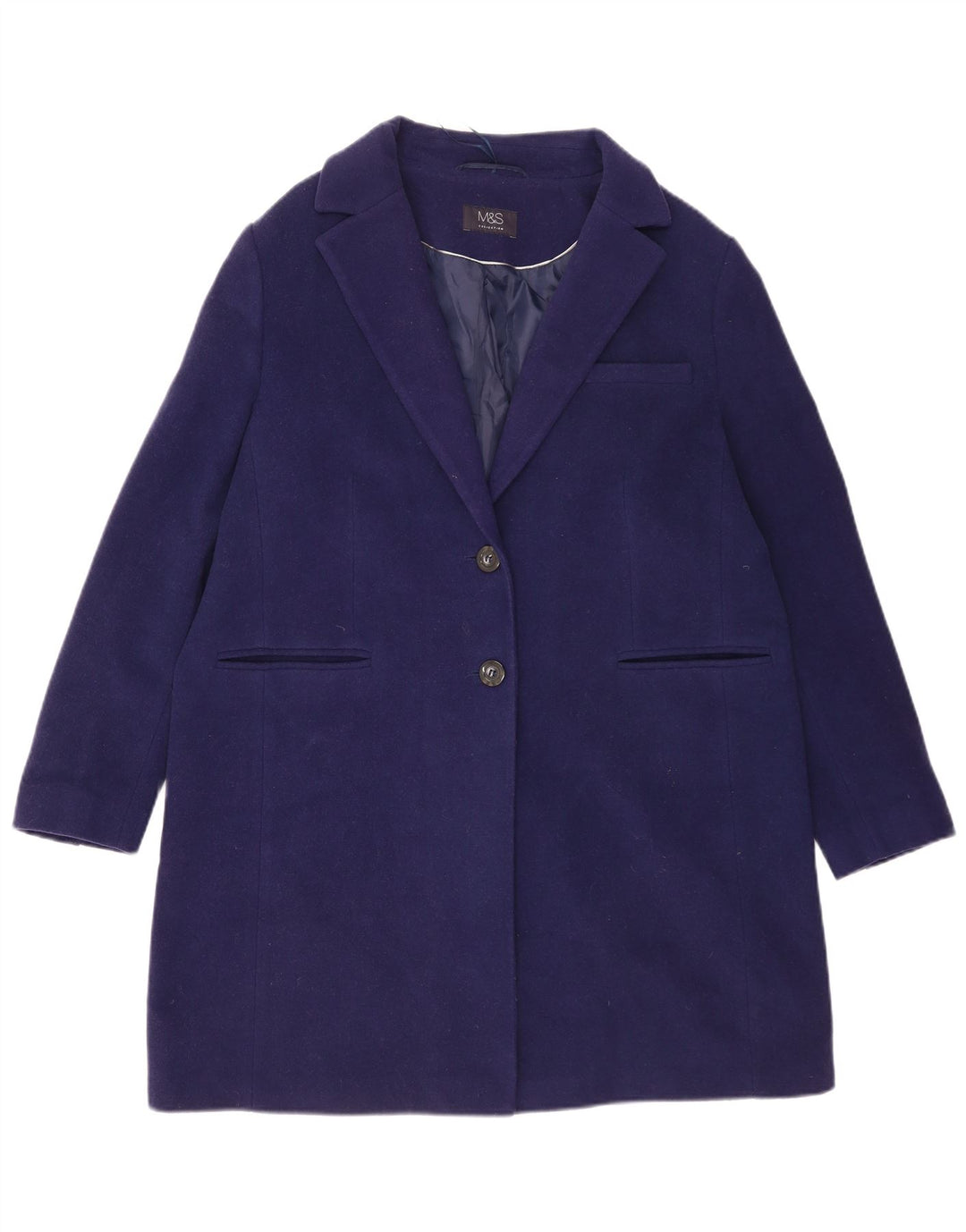 Sobretudo feminino Marks & Spencer grande tamanho UK 16 grande lã azul