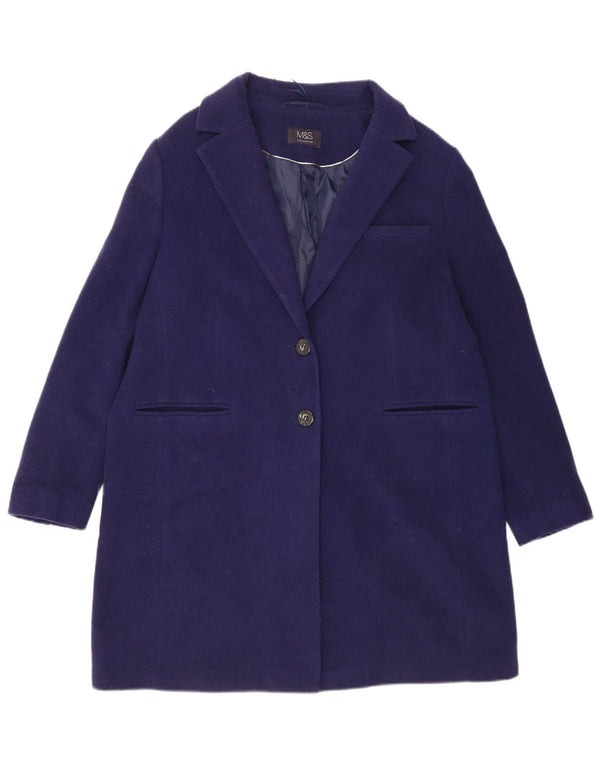 Sobretudo feminino Marks & Spencer grande tamanho UK 16 grande lã azul