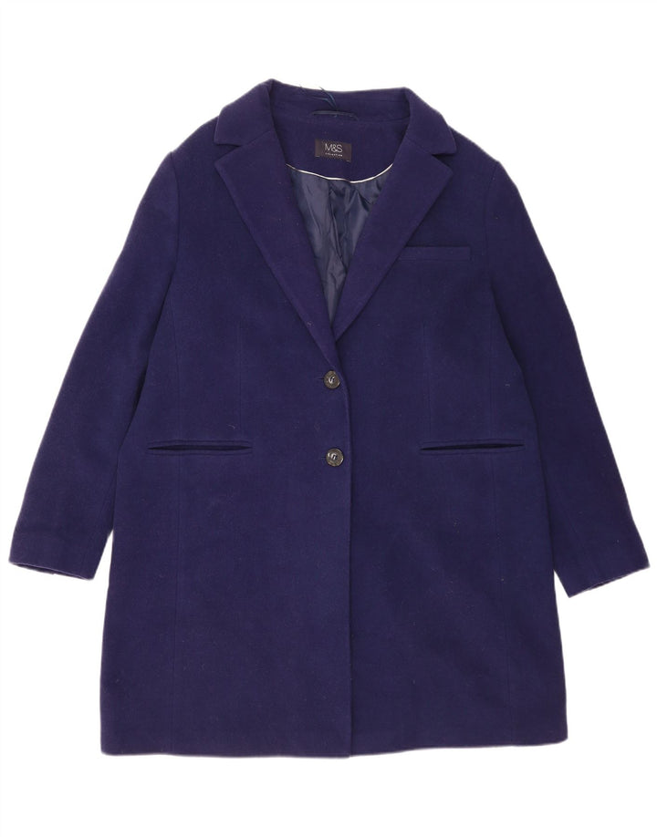 Sobretudo feminino Marks & Spencer grande tamanho UK 16 grande lã azul