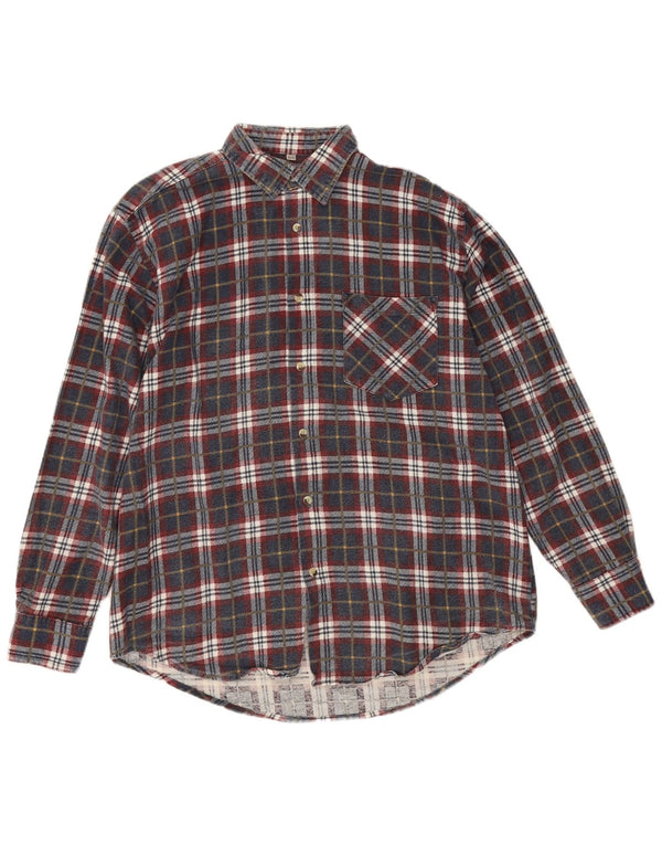 Camisa masculina de flanela Cotton Club tamanho 41/42 grande xadrez azul marinho