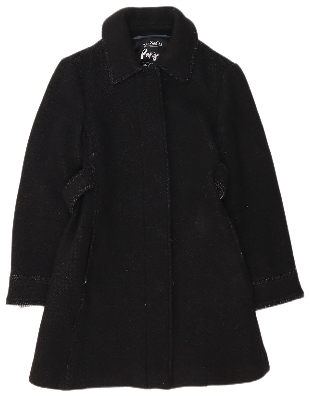Max&Co. Sobretudo feminino UK 8 pequeno lã preta